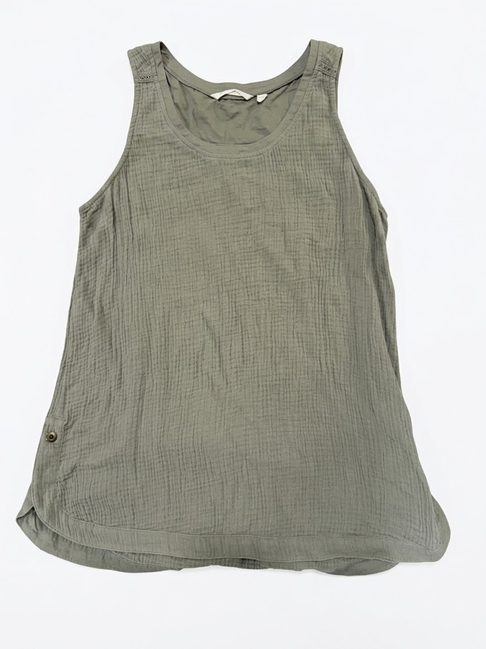 Soft Surroundings Double Gauze Cotton Tank Top Sage Green Olive Sz M
